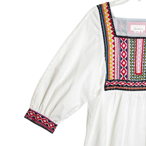 Anthropologie Womens Abigail Embroidered Tunic Top S NWT White Peasant Bohemian - Picture 4 of 8
